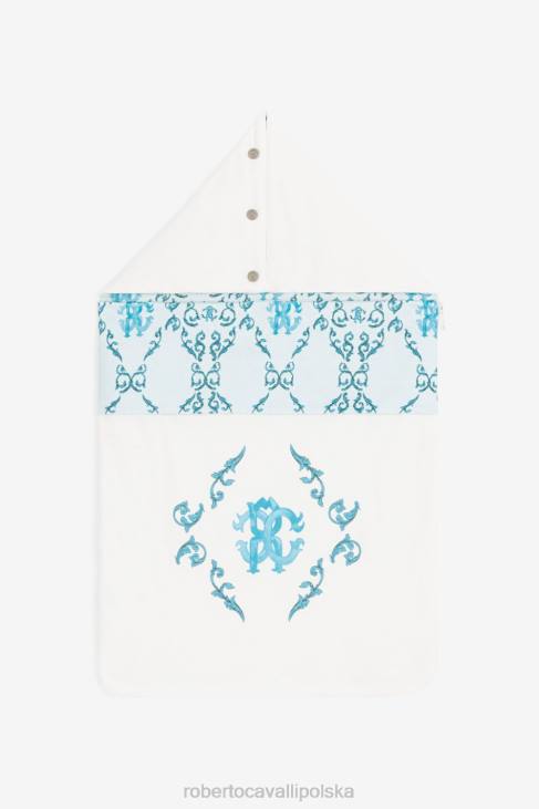 Akcesoria błękitny 6D0R1568 chłopcy Roberto Cavalli Monogram RC i gniazdko dziecięce z filigranowym nadrukiem