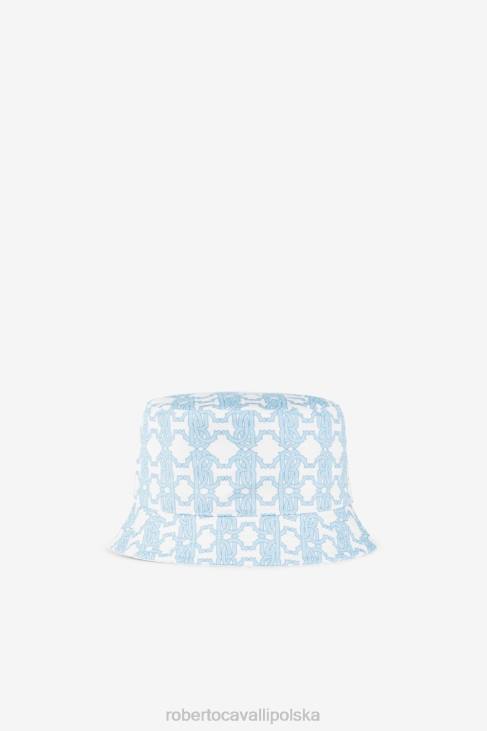 Akcesoria błękitny 6D0R1665 chłopcy Roberto Cavalli Bawełniany kapelusz typu Bucket z nadrukiem monogramu rc