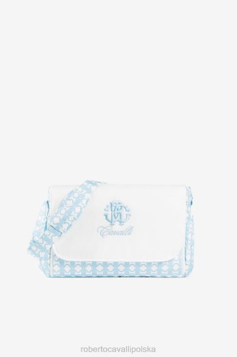 Akcesoria błękitny 6D0R1670 chłopcy Roberto Cavalli Torba do przewijania z wyszytym monogramem i logo