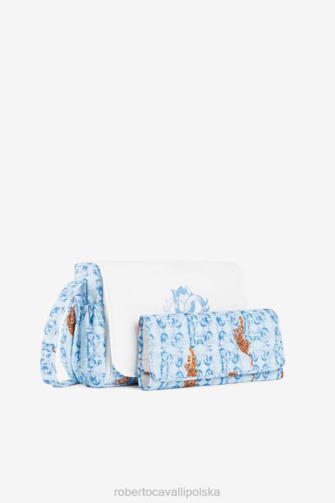 Akcesoria błękitny 6D0R1670 chłopcy Roberto Cavalli Torba do przewijania z wyszytym monogramem i logo