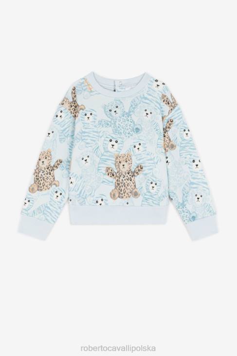 odzież błękitny 6D0R1578 chłopcy Roberto Cavalli Bawełniana bluza z nadrukiem misia