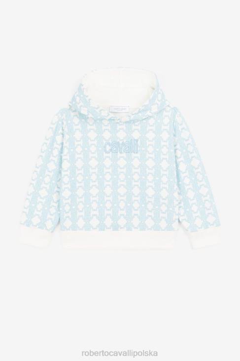 odzież błękitny 6D0R1666 chłopcy Roberto Cavalli Bawełniana bluza z kapturem z nadrukiem monogramu rc