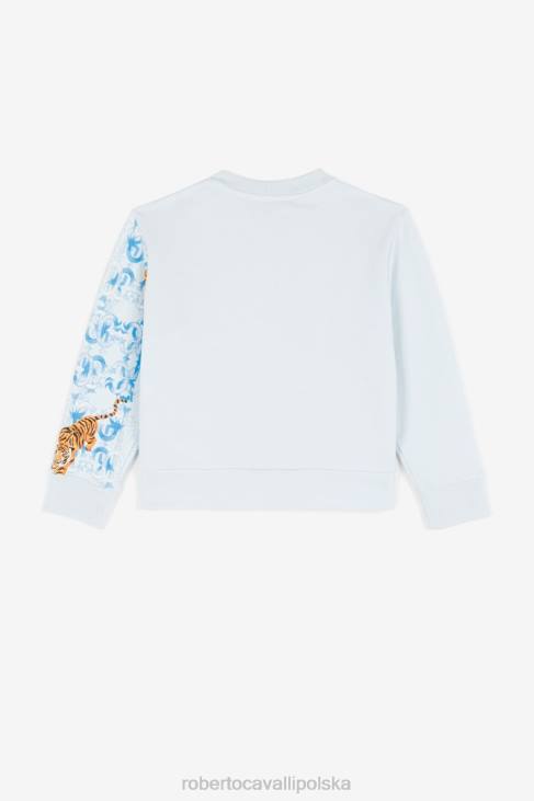 odzież błękitny 6D0R1688 chłopcy Roberto Cavalli Zapinana na zamek bluza z nadrukiem tygrysa