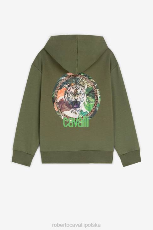 odzież ciemnoszary melanż 6D0R1617 chłopcy Roberto Cavalli Bawełniana bluza z kapturem w kolaż