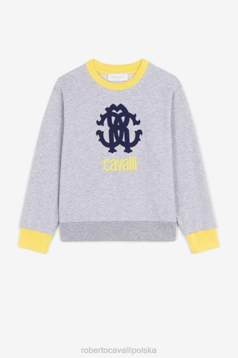 odzież ciemnoszary melanż 6D0R1732 chłopcy Roberto Cavalli bluza z nadrukiem logo
