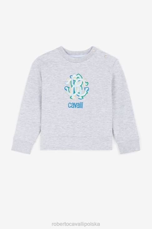odzież ciemnoszary melanż 6D0R1746 chłopcy Roberto Cavalli Bawełniana bluza z haftowanym monogramem rc