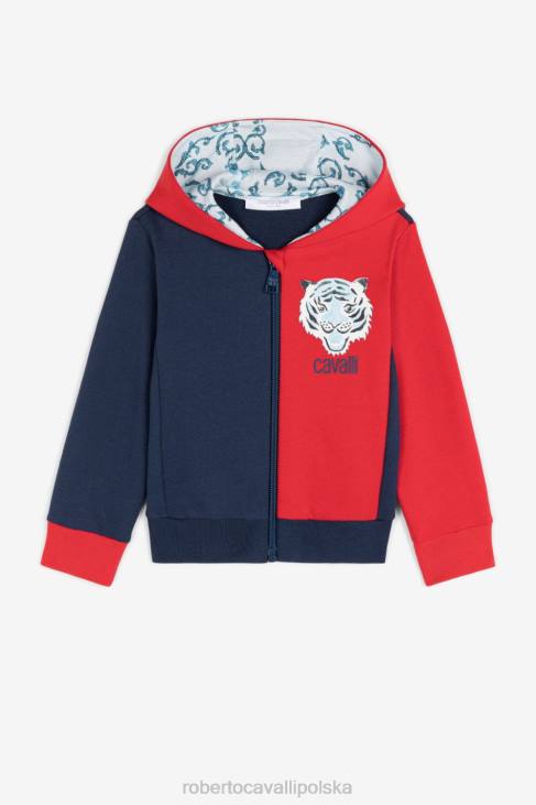 odzież jaspis/indygo 6D0R1623 chłopcy Roberto Cavalli Bawełniana bluza z nadrukiem tygrysa