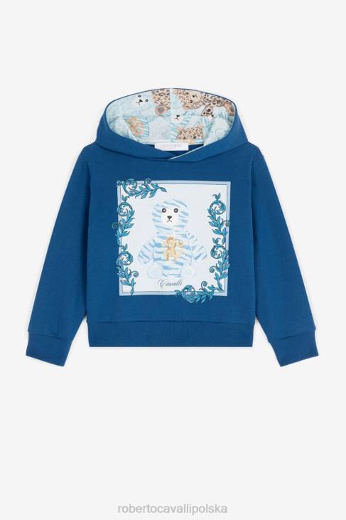odzież niebieski 6D0R1587 chłopcy Roberto Cavalli Bawełniana bluza z kapturem z nadrukiem misia