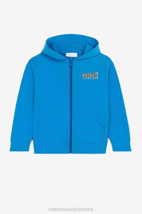 odzież szafir 6D0R1720 chłopcy Roberto Cavalli Bluza z kapturem i nadrukiem jaguara