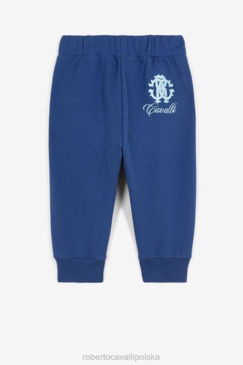 odzież szafir 6D0R1722 chłopcy Roberto Cavalli Bluza z kapturem i haftowanym monogramem, zapinana na zamek z przodu