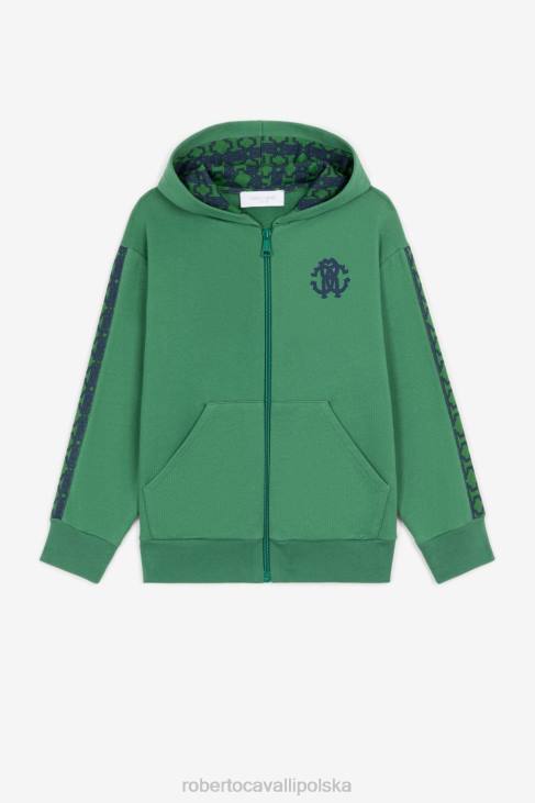 odzież zielony 6D0R1609 chłopcy Roberto Cavalli Bawełniana bluza z kapturem z monogramem rc