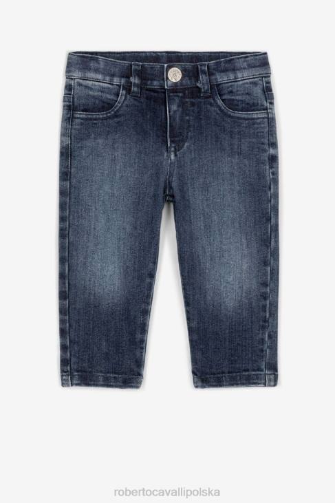 odzież średni niebieski 6D0R1694 chłopcy Roberto Cavalli dżinsy z haftowanym monogramem