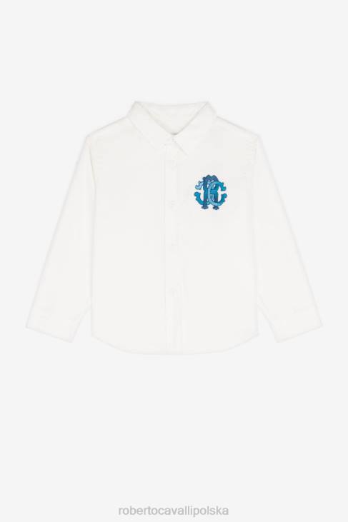 odzież Bianco 6D0R1603 chłopcy Roberto Cavalli Bawełniana koszula z monogramem rc