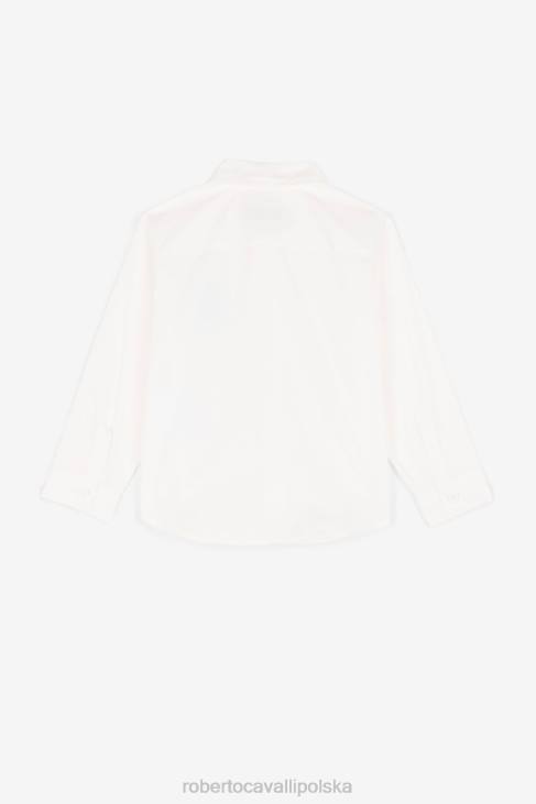 odzież jasny niebieski 6D0R1702 chłopcy Roberto Cavalli Bawełniana koszula z haftowanym monogramem rc
