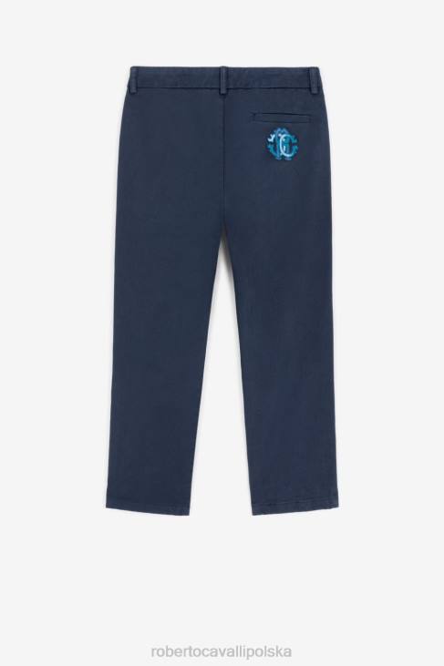odzież niebieska marynarka wojenna 6D0R1598 chłopcy Roberto Cavalli Bawełniana koszula z monogramem rc
