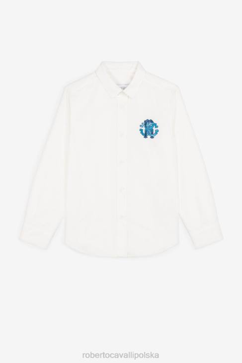 odzież optyczna biel 6D0R1604 chłopcy Roberto Cavalli Bawełniana koszula z monogramem rc