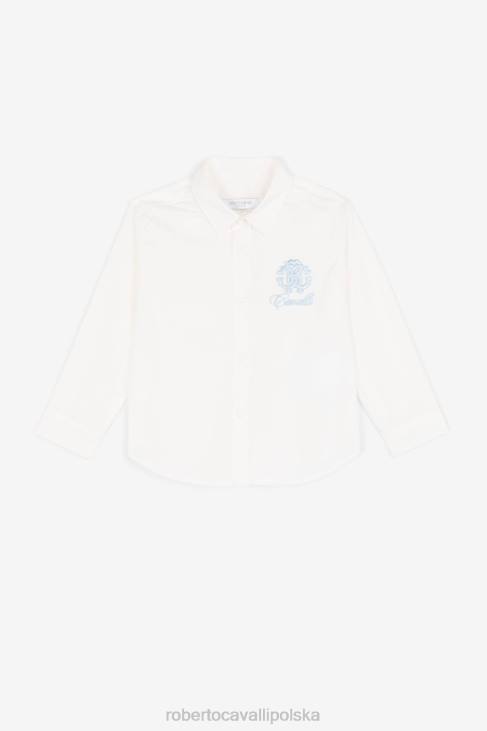 odzież optyczna biel 6D0R1703 chłopcy Roberto Cavalli bawełniana koszula z wyszytym logo