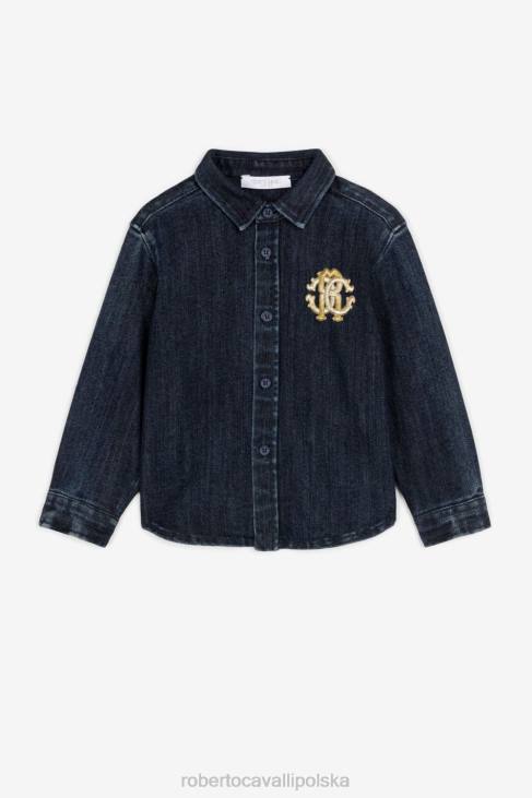 odzież średni niebieski 6D0R1596 chłopcy Roberto Cavalli Koszula dżinsowa z monogramem rc