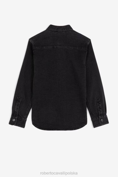 odzież średni niebieski 6D0R1596 chłopcy Roberto Cavalli Koszula dżinsowa z monogramem rc