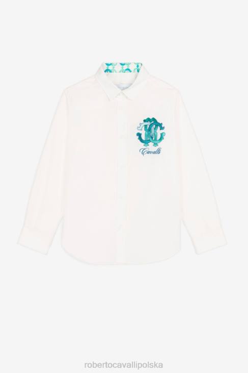 odzież złamana biel 6D0R1680 chłopcy Roberto Cavalli koszula z długim rękawem i wyszytym logo