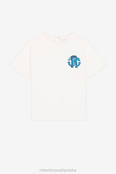 odzież Bianco 6D0R1576 chłopcy Roberto Cavalli Bawełniana koszulka z monogramem rc