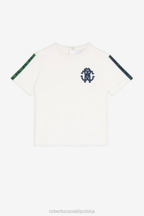 odzież Bianco 6D0R1607 chłopcy Roberto Cavalli koszulka z nadrukiem monogramu rc