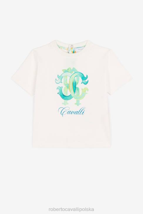 odzież niebieski 6D0R1726 chłopcy Roberto Cavalli Bawełniana koszulka z nadrukiem logo