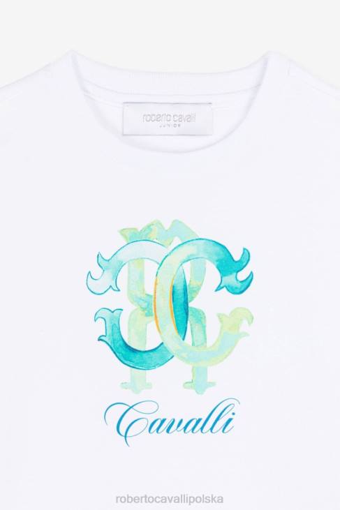 odzież złamana biel 6D0R1736 chłopcy Roberto Cavalli koszulka z krótkim rękawem i nadrukiem logo