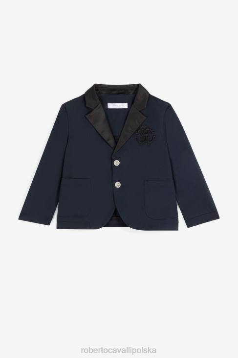 odzież niebieski 6D0R1625 chłopcy Roberto Cavalli Bawełniana marynarka z haftowanym monogramem rc