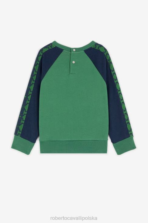odzież niebieski zielony 6D0R1581 chłopcy Roberto Cavalli Ocieplany płaszcz rc z nadrukiem monogramu