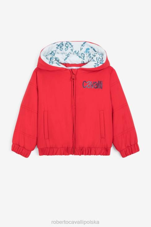 odzież wiśnia 6D0R1585 chłopcy Roberto Cavalli Ocieplana kurtka z nadrukiem logo