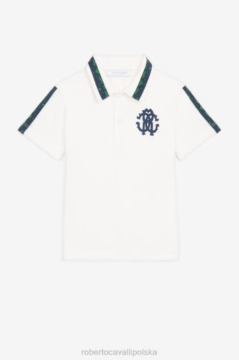 odzież Bianco 6D0R1590 chłopcy Roberto Cavalli Bawełniana koszulka polo z nadrukiem monogramu rc