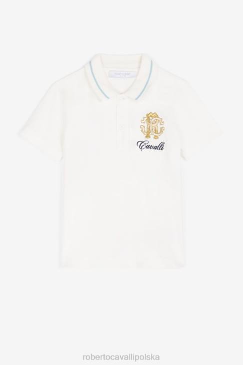 odzież Bianco 6D0R1601 chłopcy Roberto Cavalli Koszulka polo z haftowanym monogramem rc