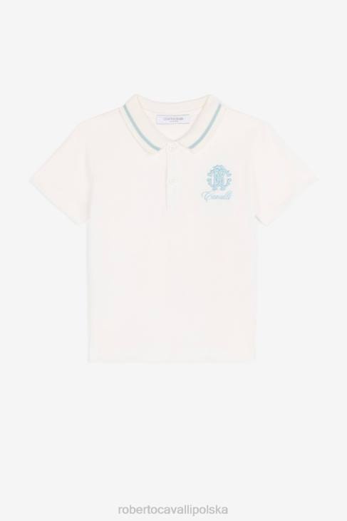 odzież niebieski 6D0R1717 chłopcy Roberto Cavalli Bawełniana koszulka polo z haftowanym monogramem