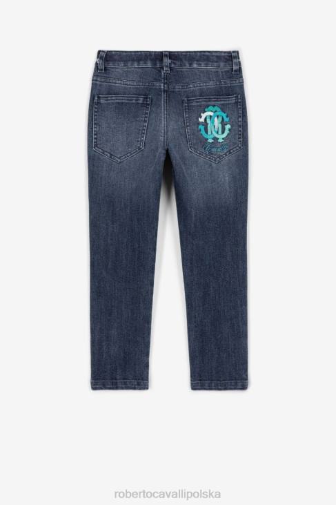 odzież niebieski 6D0R1717 chłopcy Roberto Cavalli Bawełniana koszulka polo z haftowanym monogramem