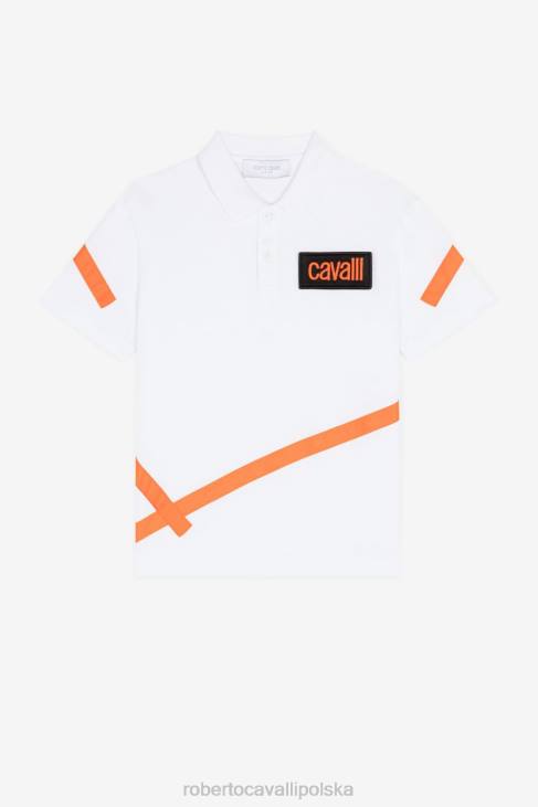 odzież złamana biel 6D0R1621 chłopcy Roberto Cavalli Bawełniana koszulka polo z naszywką z logo