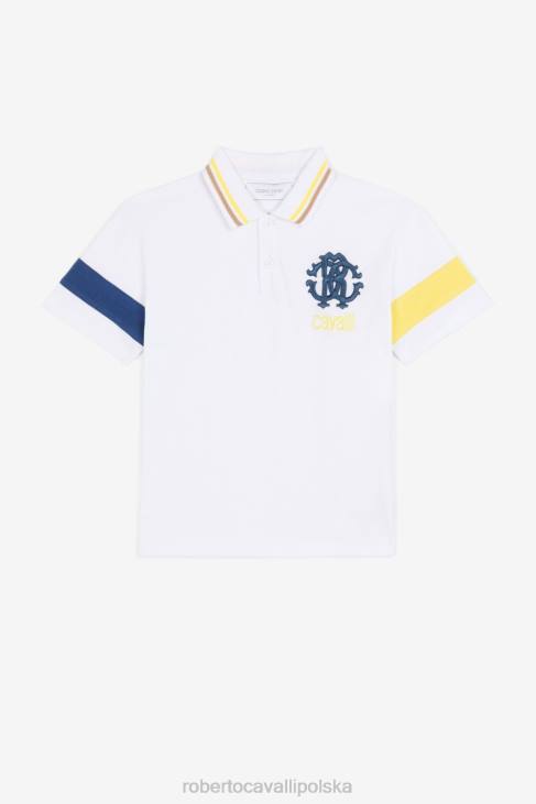 odzież złamana biel 6D0R1719 chłopcy Roberto Cavalli koszulka polo z wyszytym logo