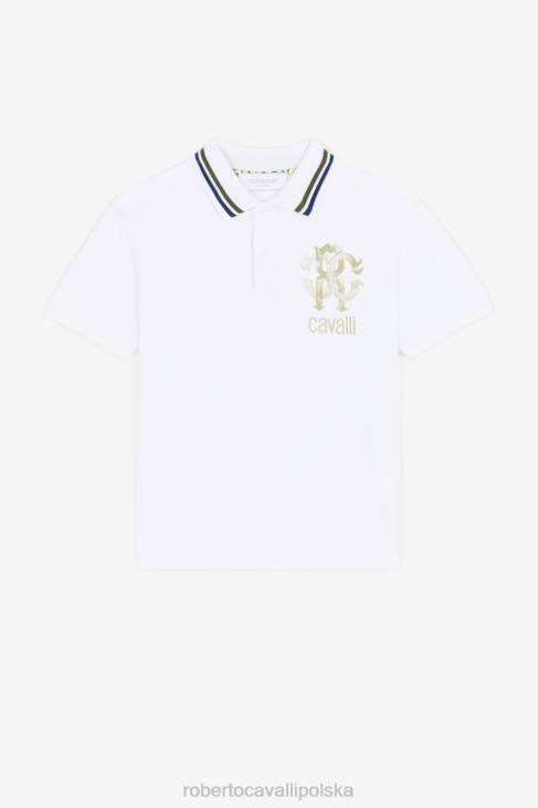 odzież złamana biel 6D0R1727 chłopcy Roberto Cavalli koszulka polo z nadrukiem logo