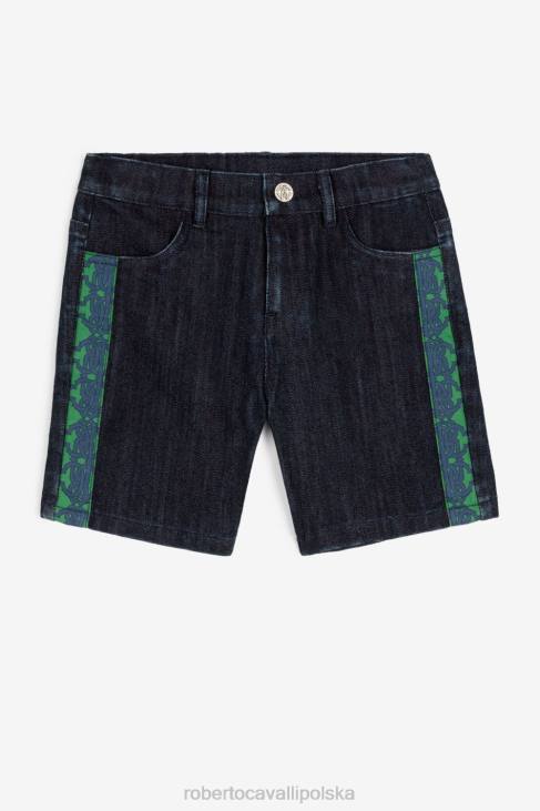odzież ciemny niebieski 6D0R1612 chłopcy Roberto Cavalli Szorty dżinsowe z monogramem rc
