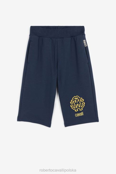 odzież niebieska marynarka wojenna 6D0R1715 chłopcy Roberto Cavalli Szorty z haftowanym monogramem rc