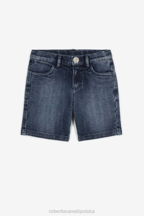 odzież średni niebieski 6D0R1744 chłopcy Roberto Cavalli Szorty dżinsowe z haftowanym monogramem