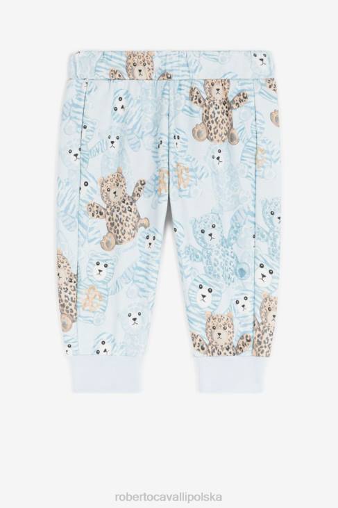 odzież błękitny 6D0R1580 chłopcy Roberto Cavalli spodnie dresowe z nadrukiem pluszowego misia