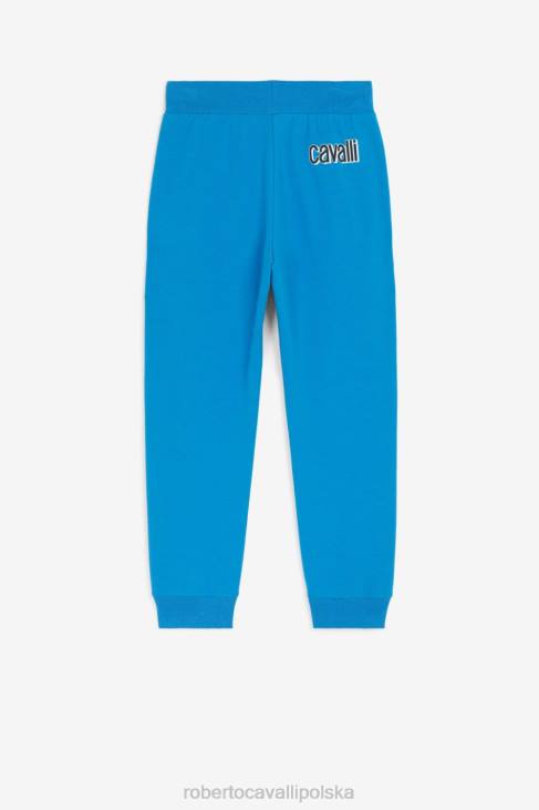 odzież czarny 6D0R1756 chłopcy Roberto Cavalli spodnie dresowe z wyszytym logo