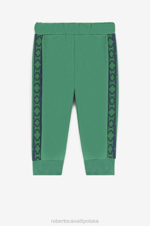 odzież zielony 6D0R1611 chłopcy Roberto Cavalli Bawełniane spodnie dresowe rc z nadrukiem monogramu