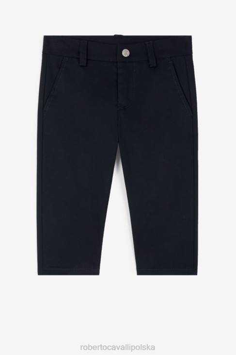 odzież ciemny niebieski 6D0R1620 chłopcy Roberto Cavalli Bawełniane spodnie z haftowanym monogramem rc