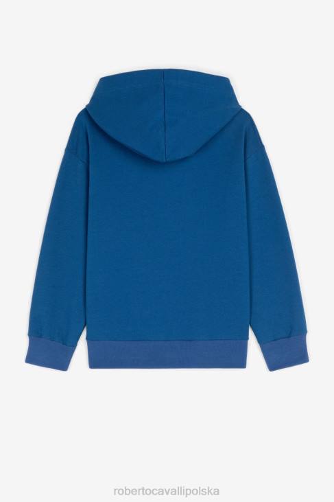 odzież niebieska marynarka wojenna 6D0R1599 chłopcy Roberto Cavalli Bawełniane spodnie z haftowanym monogramem rc
