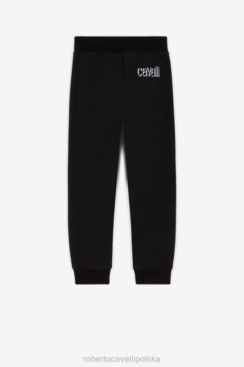 odzież niebieska marynarka wojenna 6D0R1755 chłopcy Roberto Cavalli Bawełniane spodnie z haftowanym monogramem rc