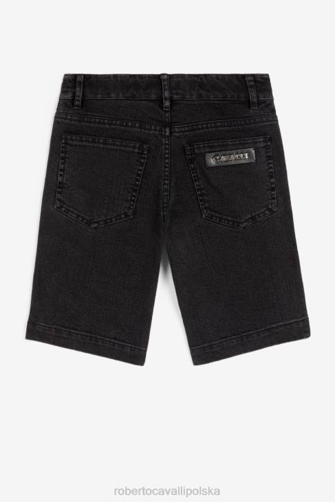 odzież niebieski 6D0R1626 chłopcy Roberto Cavalli Bawełniane spodnie z haftowanym monogramem rc