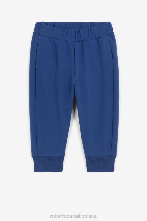 odzież szafir 6D0R1723 chłopcy Roberto Cavalli spodnie dresowe z haftowanym monogramem