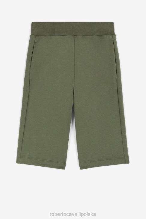 odzież wojskowa zieleń 6D0R1631 chłopcy Roberto Cavalli Bawełniane spodnie rc z nadrukiem monogramu
